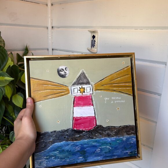 Lighthouse + Moon Wall Hanging Art - Picture 5 of 5